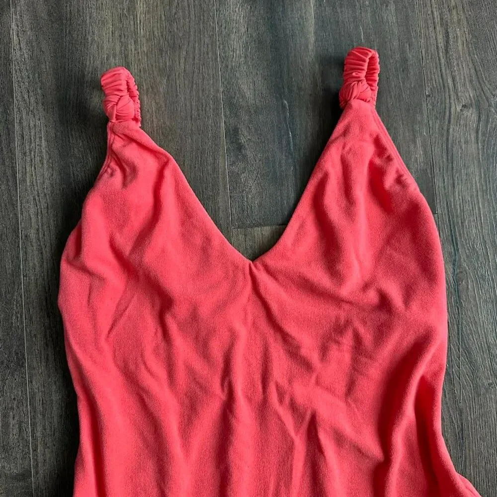 Sanctuary One Piece Swim Suit Hot Pink V-Neck Adj Strap Backless Sz Large Bikini - Picture 2 of 7